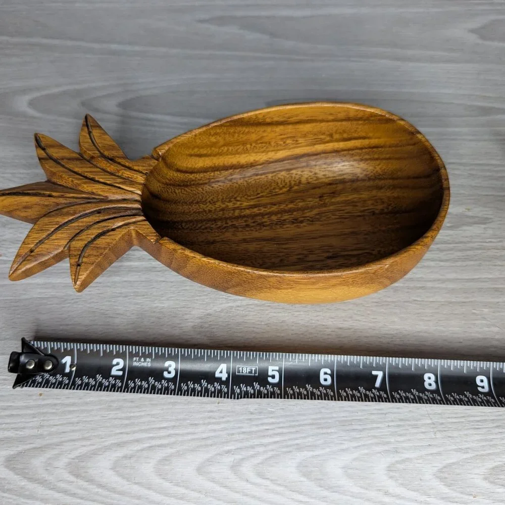 Vintage Monkey Pod Wood Carved Pineapple Shaped Wooden Bowls/Dishes Set …